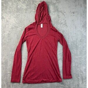 Pimatee by Pima Apparel Hoodie Women's Medium Red Long Sleeve Stretch V-Neck Top